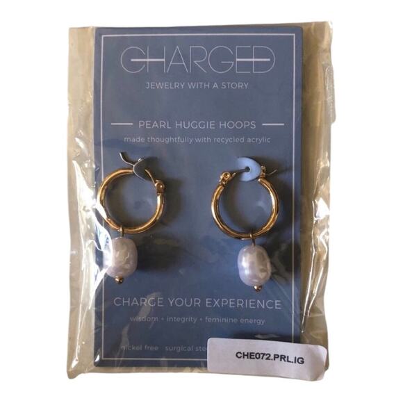 Charged NWT Jewelry Removable Pearl And Stone Huge Earrings Nickel Free - Picture 3 of 8